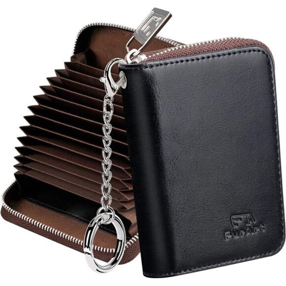 Accessories - Zipper Card Cases Holder for Women, Crazy Horse black